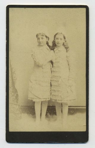 Antique Cdv Photograph Of Two Young Girls In Matching Winter Outfits Carlisle D5