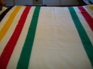 Vintage Hudson ' s Bay Company 3.  5 multi stripe 100 Wool Blanket (84 