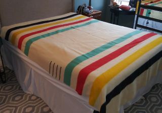 Vintage Hudson Bay 4 Point Wool Blanket 70” X 90”
