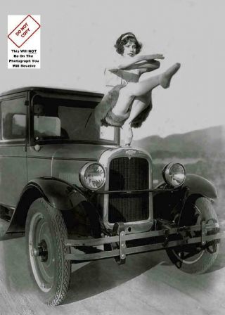 Flapper Girl Pantyhose Cheverolet Car Sexy 1920 