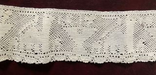 Border Of 19th C.  Handmade Mystery Bobbin Lace - Possibly Pinless Collector