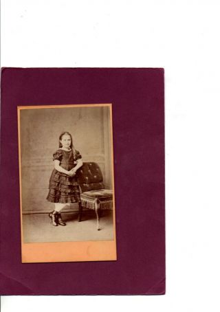 Cdv Victorian Photograph Of Girl By A Chair By A Sutherland Of Thornbury C.  1880