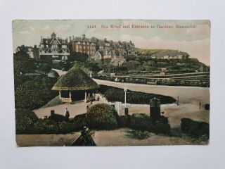 Vintage Postcard,  1908,  Sea Road & Entrance To Gardens,  Boscombe,  Bournemouth
