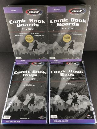 200 Bcw Silver Age Comic Book Bags And Boards Storage 2 Mil