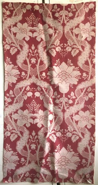 Rare 19th C.  French Linen Block Printed Floral Fabric (2781)