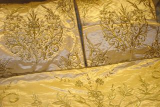 Antique Ottoman Gilt Metal Thread Embroidered Silk Cover Mid - 19th Century