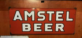 Vintage Amstel Beer Advertising Enamel Sign
