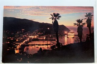 California Ca Catalina Island Avalon Bay Dusk Postcard Old Vintage Card View Pc