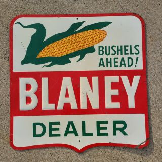 Vintage Blaney Dealer Seed Corn Authentic Farm Sign 20x20 Embossed Steel