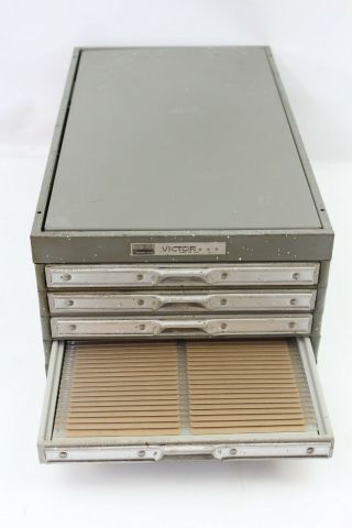 Vintage 1960s Sperry Rand Victor 4 Drawer Metal Cabinet Industrial Card File