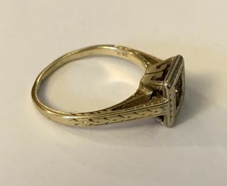Antique Art Deco No Scrap 14k Y/w Gold Engagement Ring 3.  2 Grams Sz 5 Mount