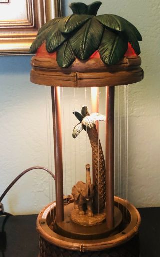 Vintage Cheyenne Elephant & Palm Tree Mineral Oil Rain Drip Motion Lamp 16 "