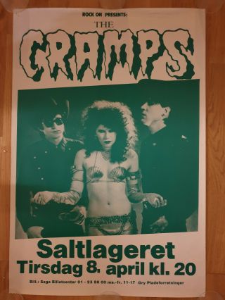 The Cramps Danish Concert Poster 1986 Rare Vintage Punk Psychobilly