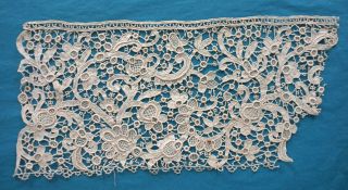 Fragment Late 19th Century Antique Hand Made Venetian Needle Lace Border