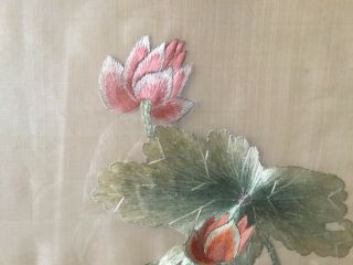 Antique Large Framed Chinese Embroidered Silk - work Picture Birds/Blossom 3