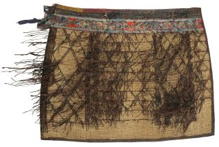 Large African Tuareg woven straw leather carpet mat Old Niger Mali Sahara desert 2