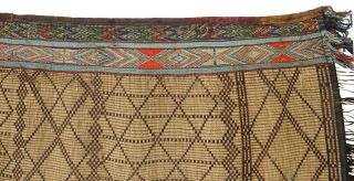 Large African Tuareg woven straw leather carpet mat Old Niger Mali Sahara desert 3
