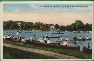 Vintage Minnesota Mn Postcard Canoeing On Lake Of The Isles Minneapolis