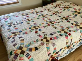 Vintage Hand And Machine Sewn Quilt 90 " X 90 " As Found And