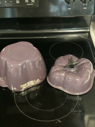 Rare Vintage Le Creuset Cast Iron Purple Bell Pepper Dutch Oven Cocotte 2