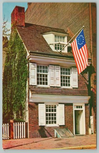 Philadelphia Pennsylvania Betsy Ross House Old Glory Standard Chrome Postcard