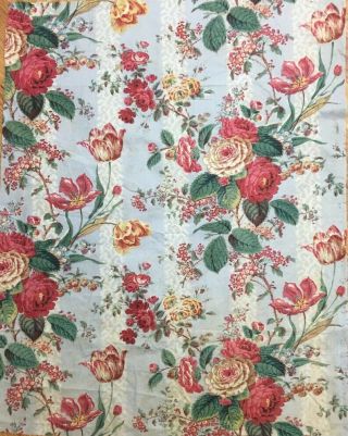 19th Century French Floral Cotton Printed Fabric