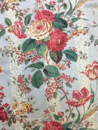 19th Century French Floral Cotton Printed Fabric 3