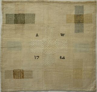 Small Late 18th Century Darning Patch Sampler Initialled A.  W - 1784