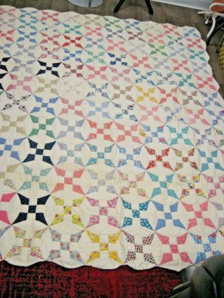 Antique Vintage Quilt Hand Made Cotton Patchwork Quilt 86x73 Feed Sack Quilt