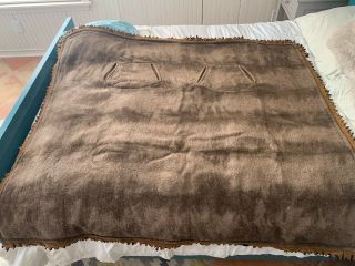 Rare Antique Horse Hair Carriage Blanket Throw 64x54 Brown/black Lap Sleigh