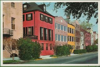 Vintage South Carolina Sc Postcard Rainbow Row House English Homes Charleston