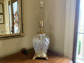 Vintage Waterford Crystal And Brass Table Lamp 23 1/2”t