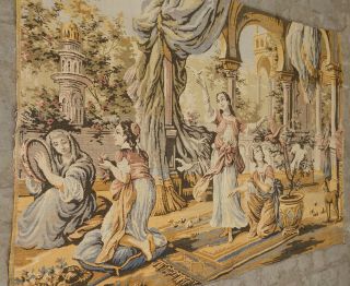 Large Vintage French Arabian Girl Dance Scene Tapestry 160x123cm A533