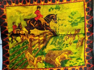 Reserved For Janet Antique Horse Hair Blanket Carriage Sleigh Hunt Scene