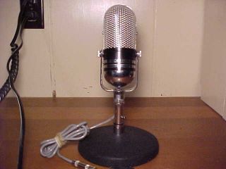 Museum Quality Midland Pill Style Vintage Microphone W/stand,  Cable,  Chrome