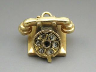 Vintage 1950 14k Gold " Hello I Love You " Rotary Telephone Charm/pendant Phone