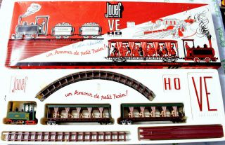 Hoe - Jouef Mv02 Decauville Voyageurs Vintage 9mm Train Set - Locomotive & Passenger