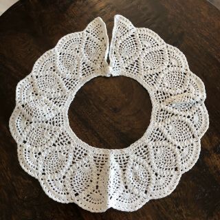 Victorian Antique Crochet Lace Shawl Collar Vintage
