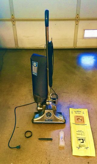 Vintage Royal 2075 Blue Upright Commercial Vacuum,  Bag,  Belt,  Belt Clip,