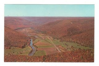 Aerial View Pine Creek Valley Wellsboro Pennsylvania Vintage Postcard A102