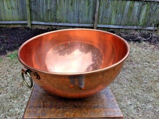 Vintage 12.  375 " Mauviel Hammered Copper Mixing Bowl No Dents