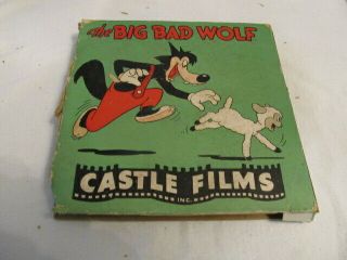 Castle Films The Big Bad Wolf Cartoon 16mm B&w / Silent Good W/original Box