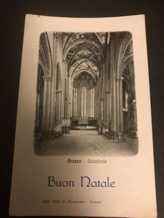 Arezzo Cathedrale Buon Natale.  (merry Christmas) Italy.  Vintage Postcard