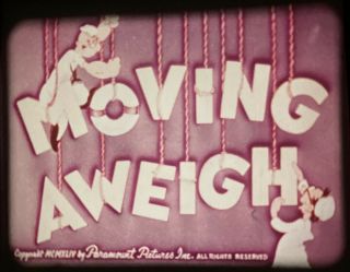16mm Popeye Cartoon MOVING AWEIGH (1944) Famous Studios,  Jim Tyer animation 2