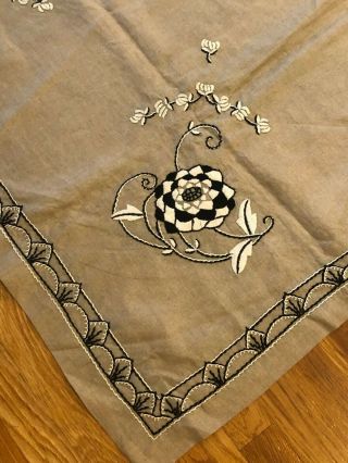 Vintage Antique Art Deco C1928 French Hand Embroidered Linen Tablecloth,  59 " X56 "