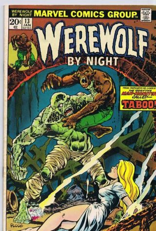 Werewolf By Night 13 Vintage 1974 Marvel Comics 1st Topaz