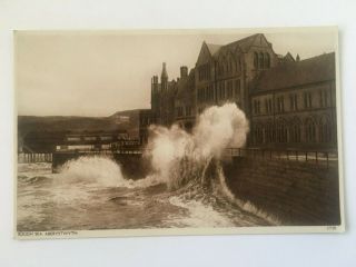 Rough Sea,  Aberystwyth - Vintage Rp Postcard