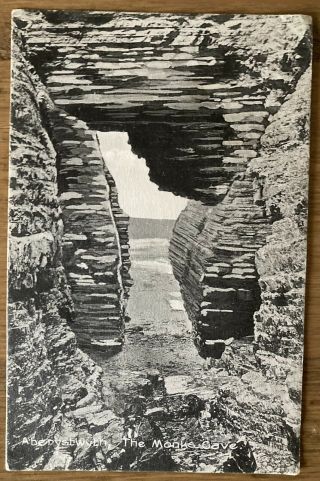 1909 Wales Cymru Aberystwyth The Monks Cave Vintage Postcard Local Publisher Pmk