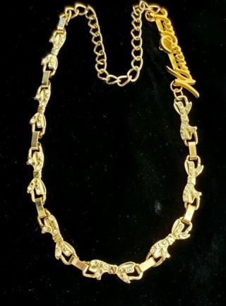 Vtg Nina Ricci Gold Tone Bow Necklaces