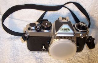 Near - Vintage Nikon Fe Slr 35mm Chrome Film Camera,  Strap,  Shutter Cable